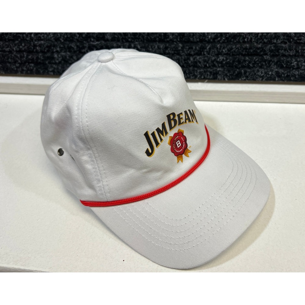 Jim Beam Hat Rope Cap White Adjustable Back Bourbon Promo Dad‎ Hat